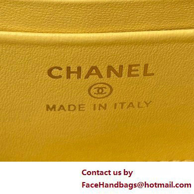 Chanel Shiny Crumpled Lambskin, Imitation Pearls  &  Gold-Tone Metal Clutch with Chain Bag AP3804 Yellow 2025